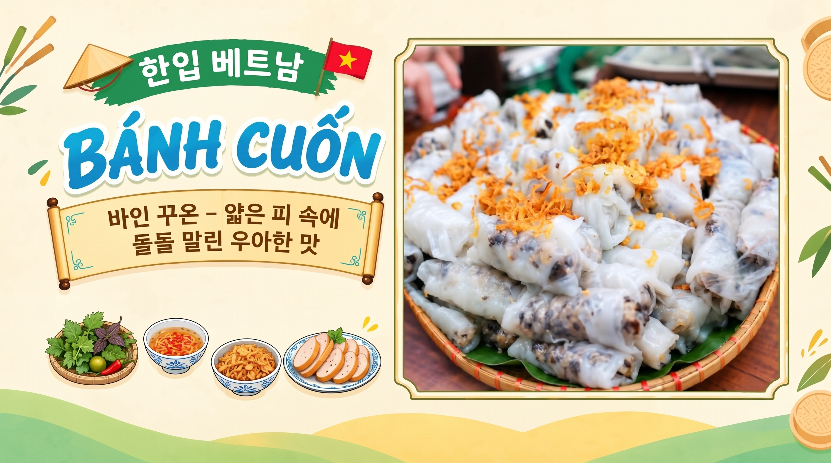 <<'한 입' 베트남>> 14회: 바인 꾸온(Bánh cuốn) – 얇은 쌀피 속에 돌돌 말린 우아한 맛